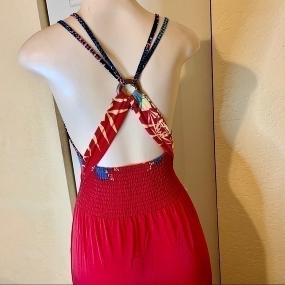 Sun Dress Floral Maxi - XXL  ( Y-188 ) red - Picture 5 of 10